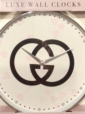 Luxe Wall Clock in White with Black Accent designer Gucci style